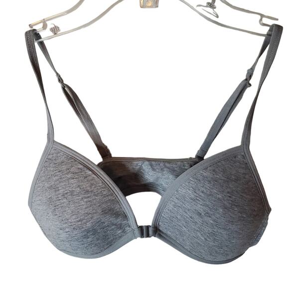 So Heather Gray Front Closure Lightly Lined Bra, 32A - Picture 1 of 6